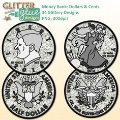 Money Bank  Dollars   Cents Clipart   Us Currency Dipped In Glitter