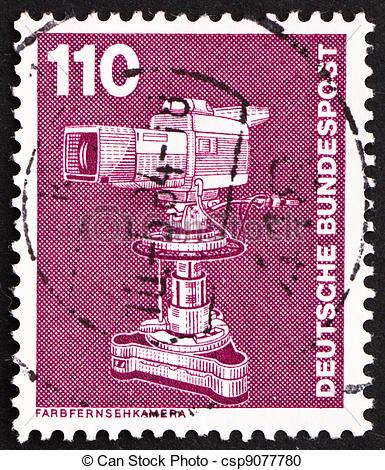 Photography Of Postage Stamp Germany 1982 Color Tv Camera   Germany