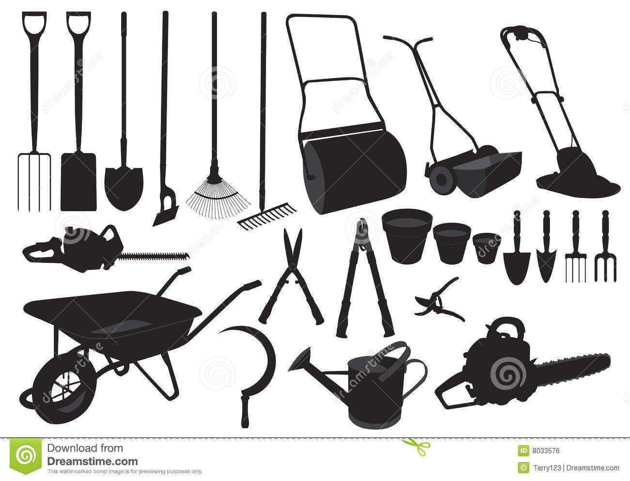 Silhouette Garden Tools Royalty Free Stock Image   Image  8033576
