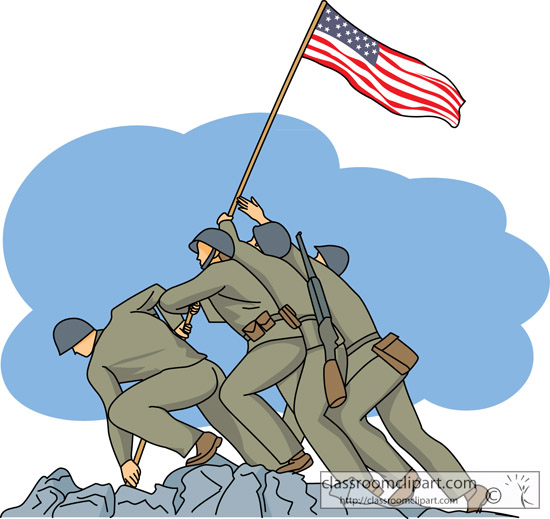 Veterans Day   Soldiers Raising Flag Veterans Day   Classroom Clipart