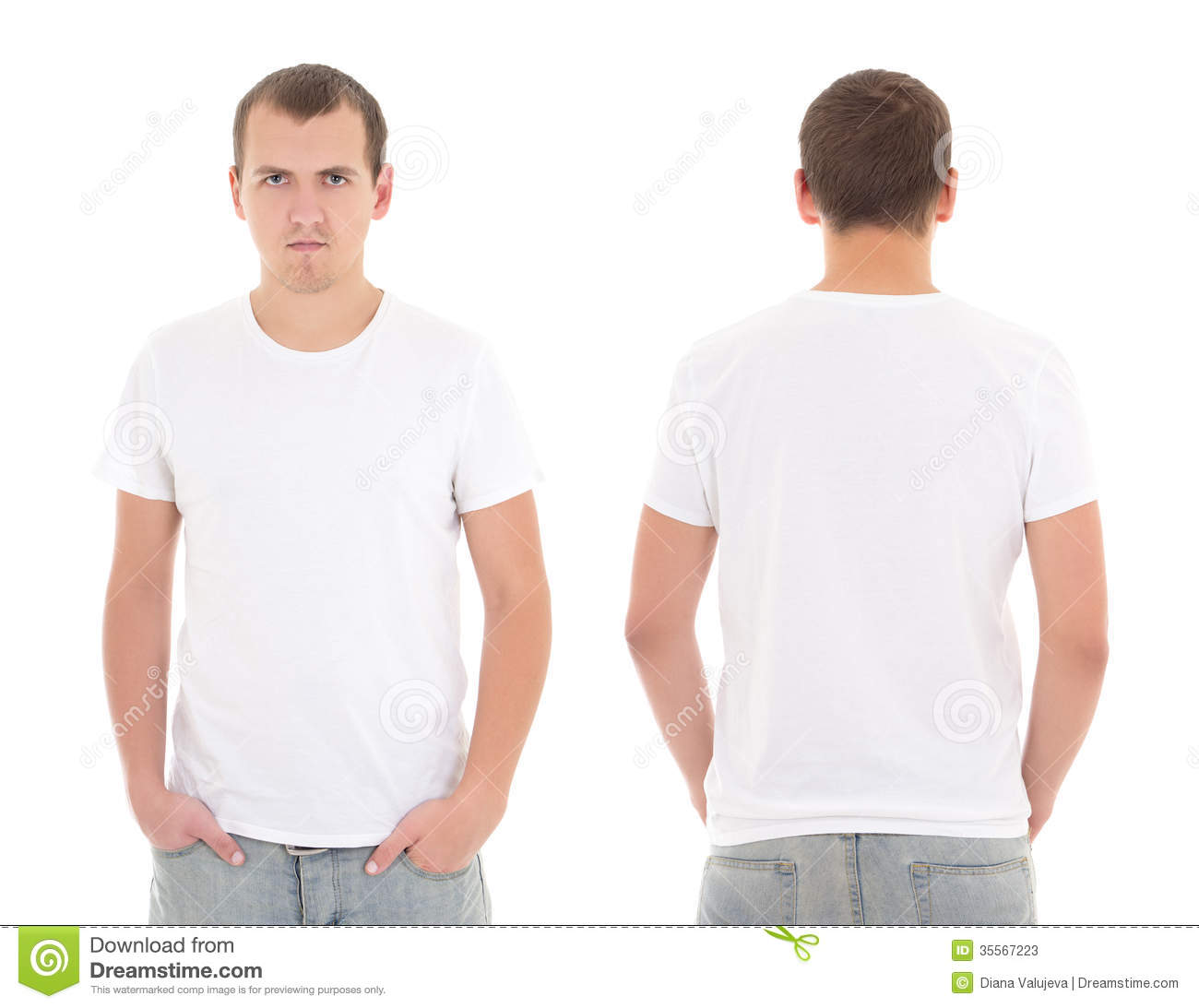 Young Attractive Man In White T Shirt Isolated Stock Photos   Image    