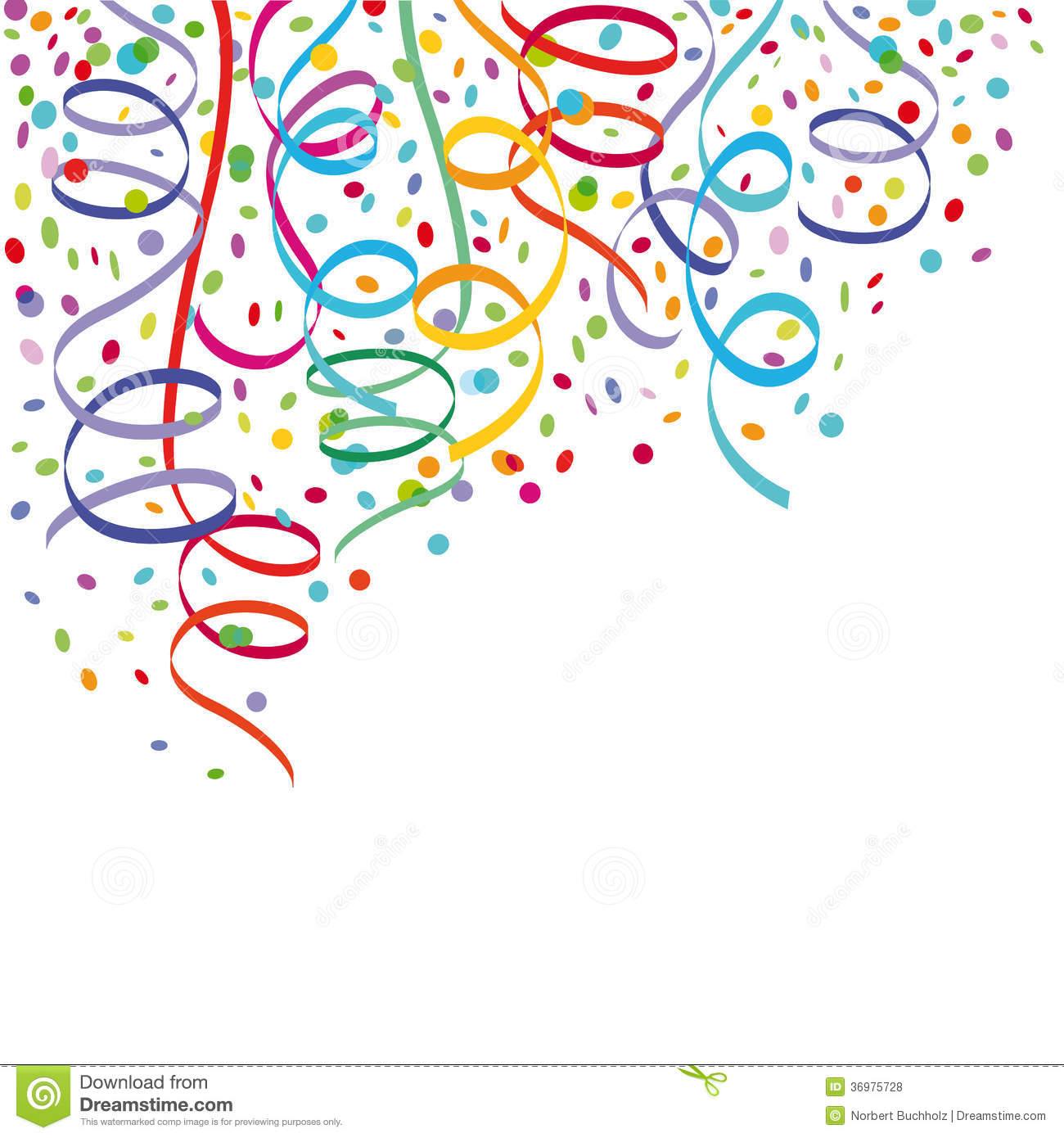 An Illustration Of Colorful Confetti And Streamers