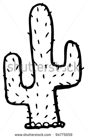 Black And White Cactus Clipart Cactus Cartoon   Stock Photo
