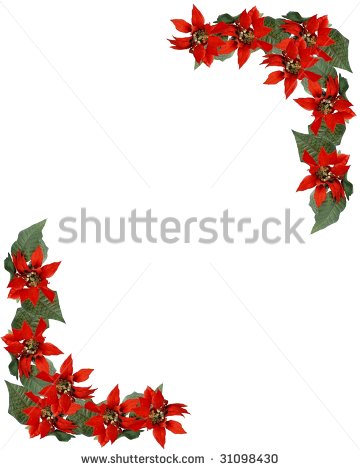 Christmas Border Frame Of Poinsettia Flowers 2 Corner Design   Stock    