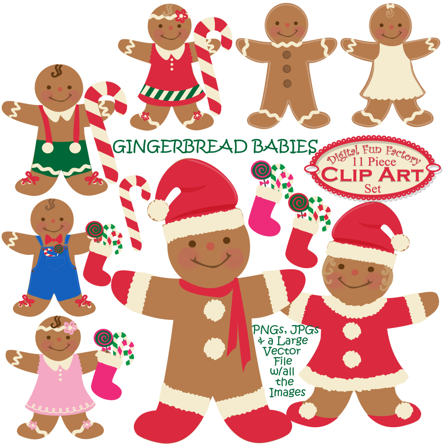 Christmas Clipart  Gingerbread Man Christmas By Digitalfunfactory