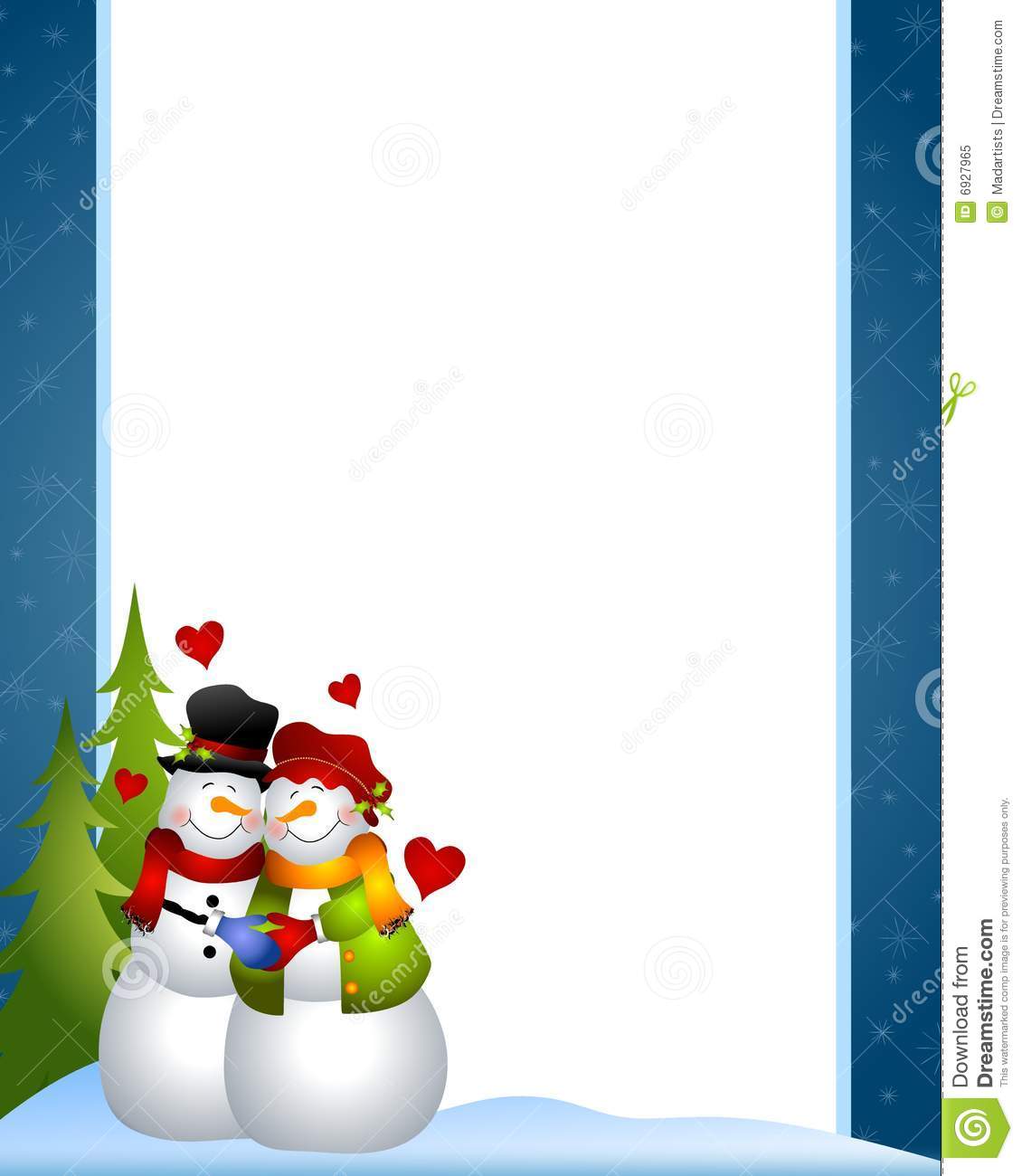 Clip Art Illustration Of A Snowman And Snow Woman Couple Embracing