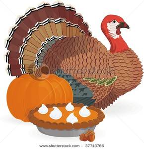 Clipart Image Of Thanksgiving Turkey With Pumpkin Pie