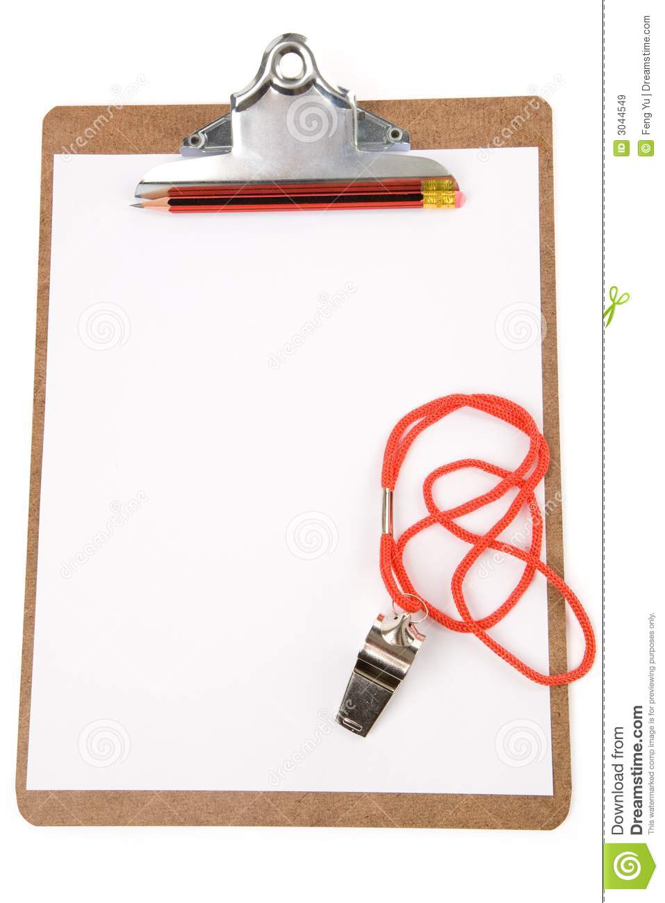 Clipboard And Whistle Royalty Free Stock Images   Image  3044549