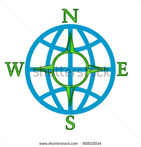 Compass Windrose Over Globe Symbol Isolated Over White Background