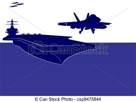 Eps Vector Of Take Off From An Aircraft Carrier   The Plane Takes Off