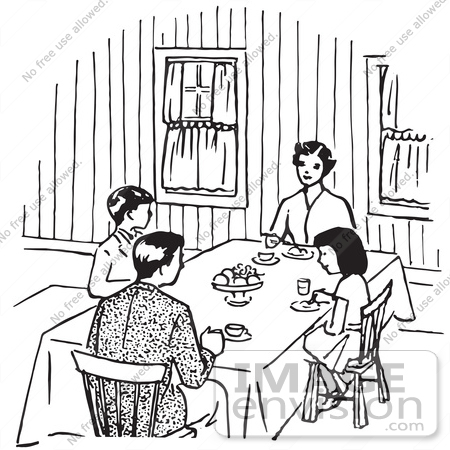 Family Eating Together Clipart  61608 Clipart Of A Happy