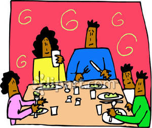     Family Having Dinner Together At The Dinner Table Royalty Free Clipart