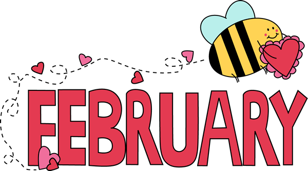 February Valentine Love Bee Clip Art Image   The Word February In Pink