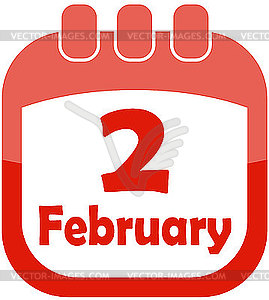 Icon February 2 Calendar   Vector Clipart