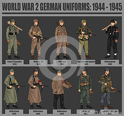 Illustration Of World War 2 German Soldiers In Uniforms 1944   1945