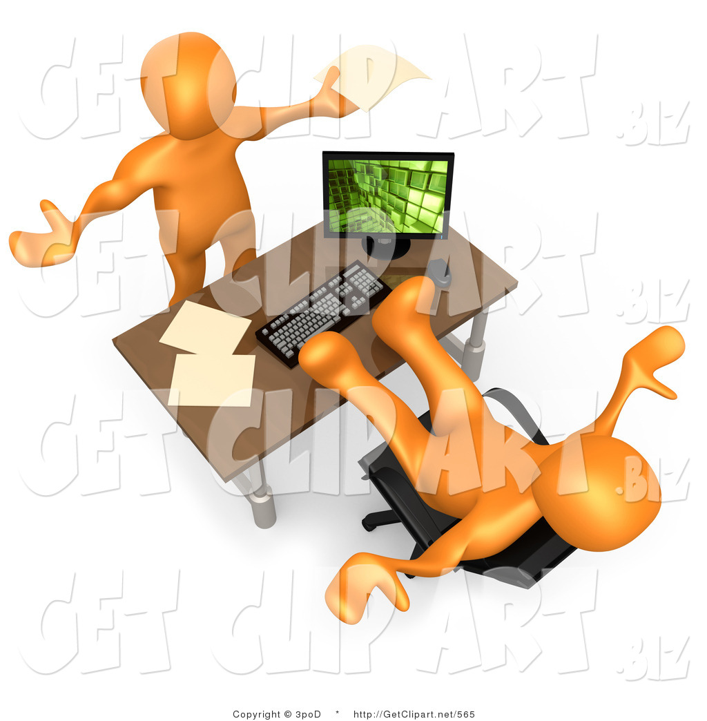 Larger Preview  3d Clip Art Of A Flustered Orange Co Worker Employee