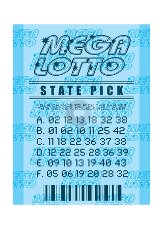 Lottery Ticket Blue Stock Vector Clipart National State Lottery With