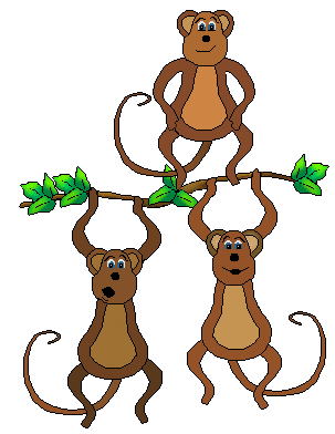 Monkey Clip Art   Three Monkeys On A Branch