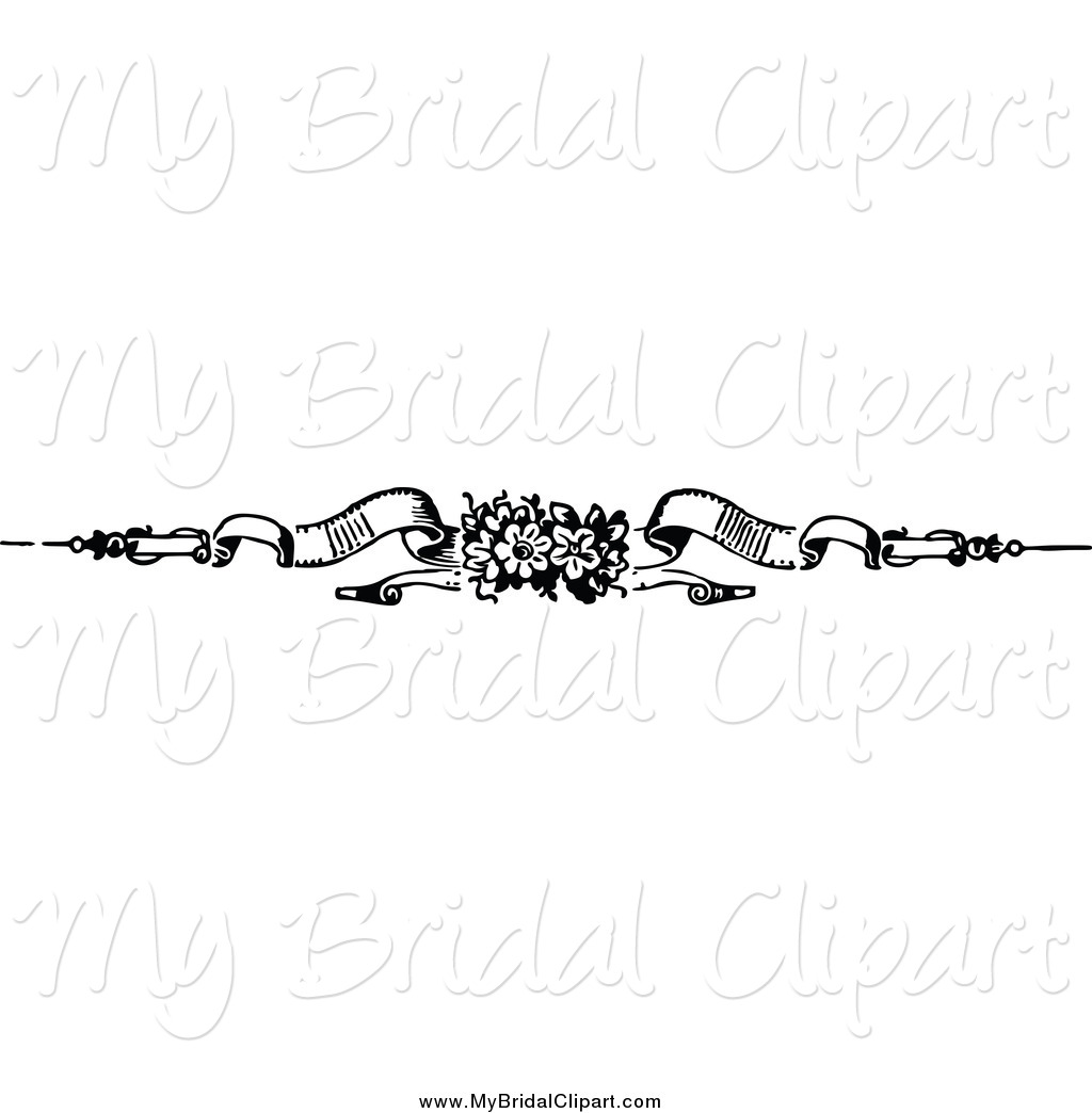 Preview  Bridal Clipart Of A Vintage Black And White Floral And Banner