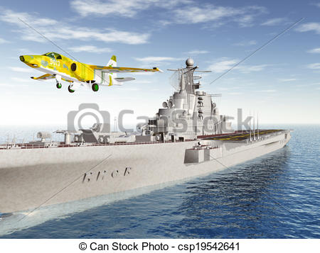 Russian Aircraft Carrier And A Russian Fighter Plane From The Cold War