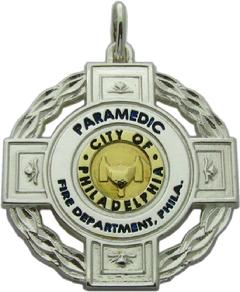     Tone Sterling Silver Or White Gold Fire Paramedic Mini Badge Pendant
