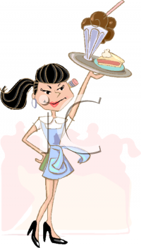 Waitress Clip Art Image  Diner Waitress With Milkshake And Pie