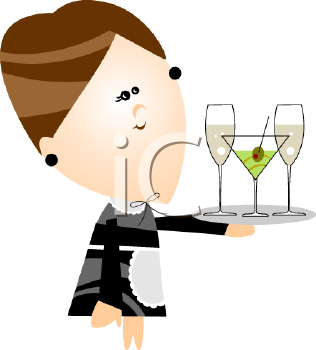 Waitress Clip Art Image  Formal Waitress With Martinis
