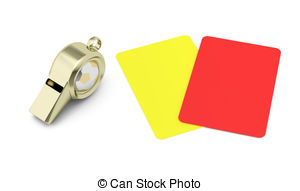 Whistle And Red And Yellow Cards Isolated On White
