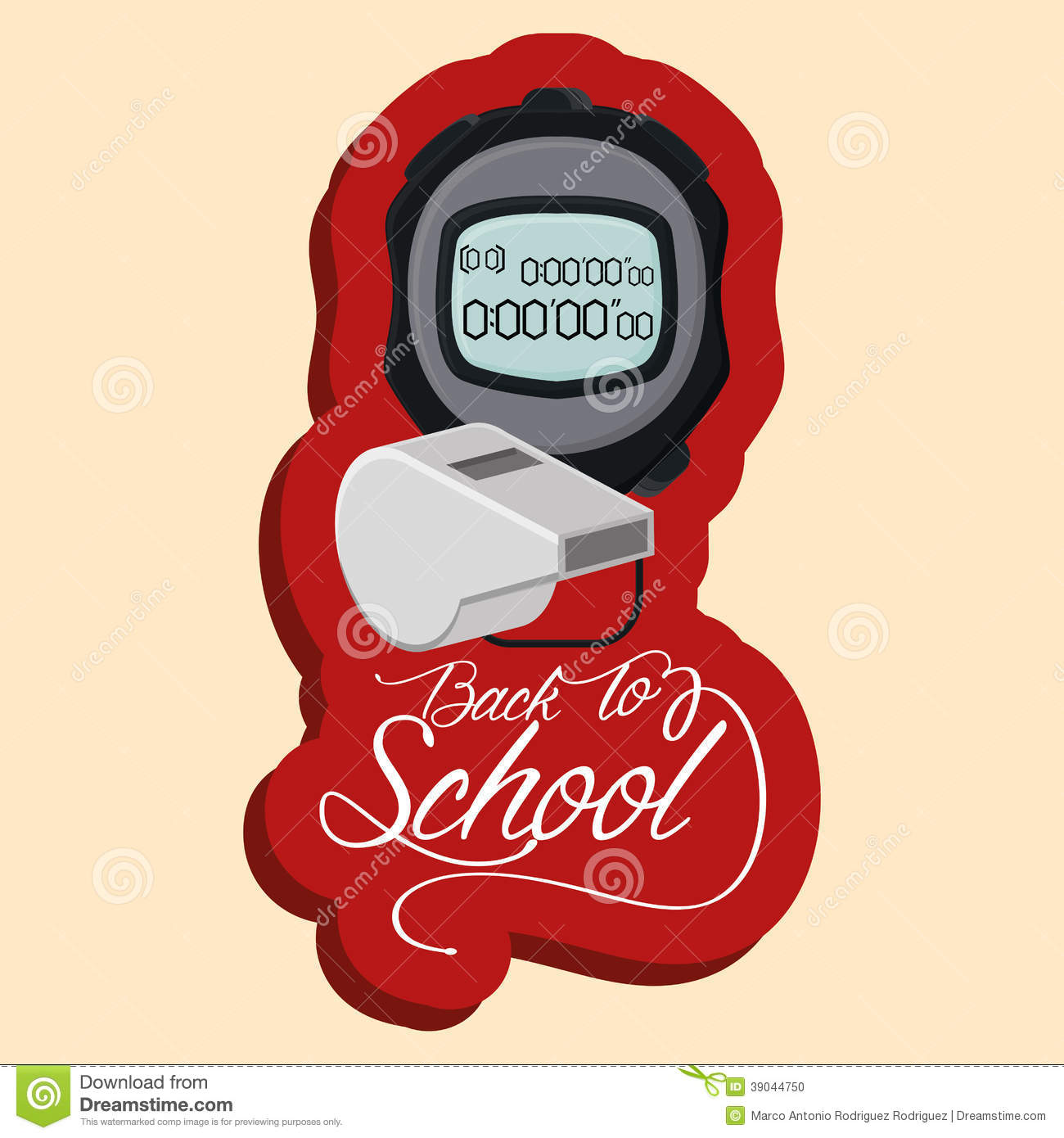 Whistle And Stopwatch Isolated On Background Stock Vector   Image