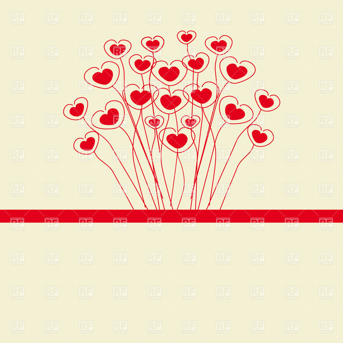 Abstract Bouquet Of Sketch Red Hearts 23423 Download Royalty Free    