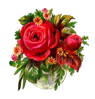 Antique Images  Free Flower Clip Art  Red Rose Bouquet Victorian Die