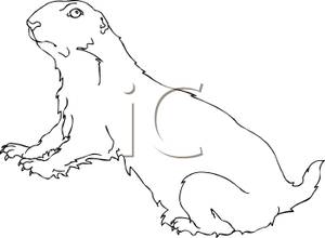 Black And White Cartoon Of A Prarie Dog   Royalty Free Clipart