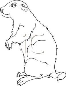 Black And White Cartoon Of A Prarie Dog Sitting On His Haunches    