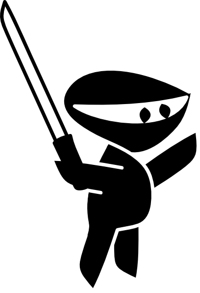 Black White Sword Boy Cartoon Ninja Clip Art At Clker Com   Vector