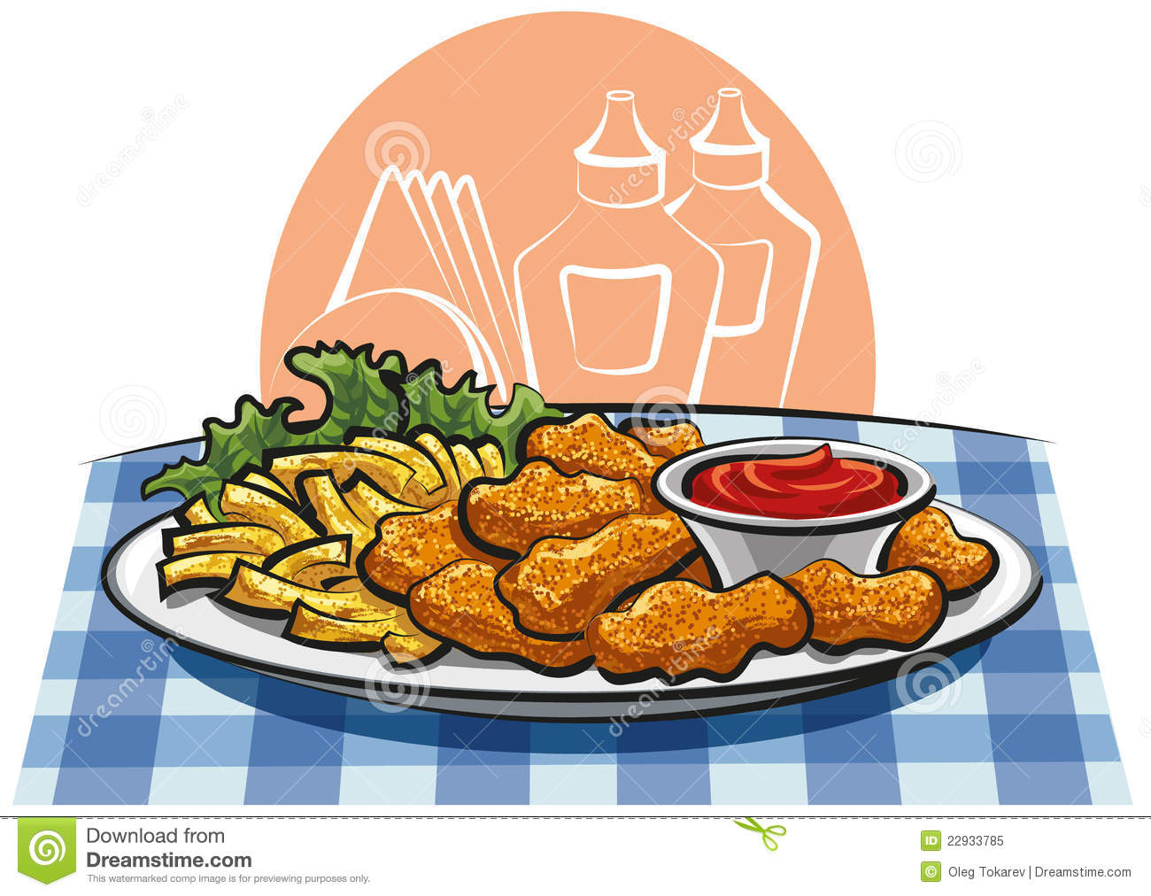 Breaded Chicken Nuggets And French Fries Royalty Free Stock Photo