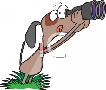 Cartoon Clipart Picture Of A Dog Looking Through Binoculars