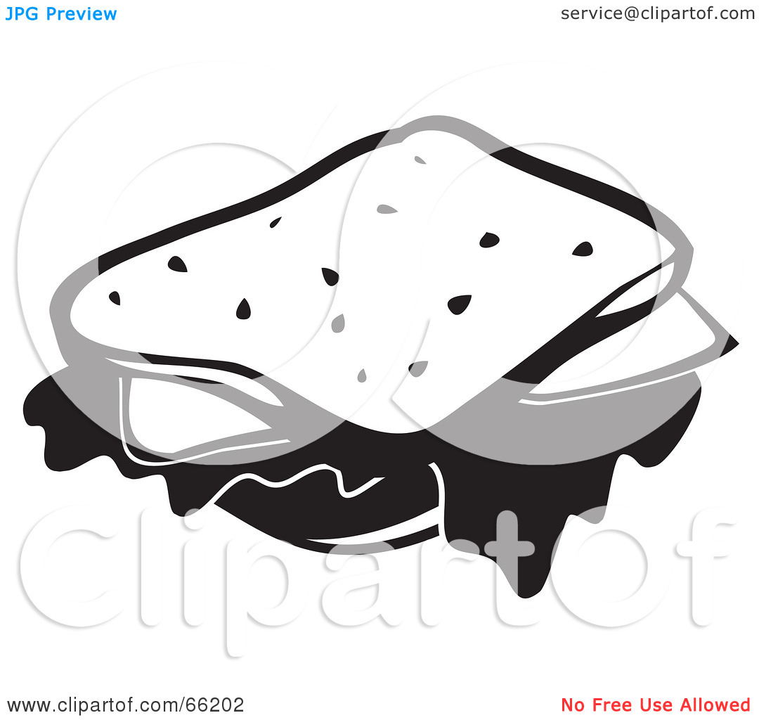 Clipart Illustration Of A Black And White Cheese Sandwich By Prawny