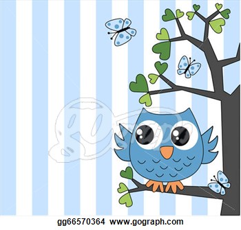       Cute Little Blue Owl  Vector Clipart Gg66570364   Gograph