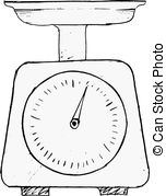 Domestic Weigh Scales   Hand Drawn Vector Sketch   