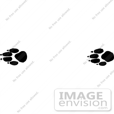 Free Clipart Illustration Of Prairie Wolf Tracks In Black And White