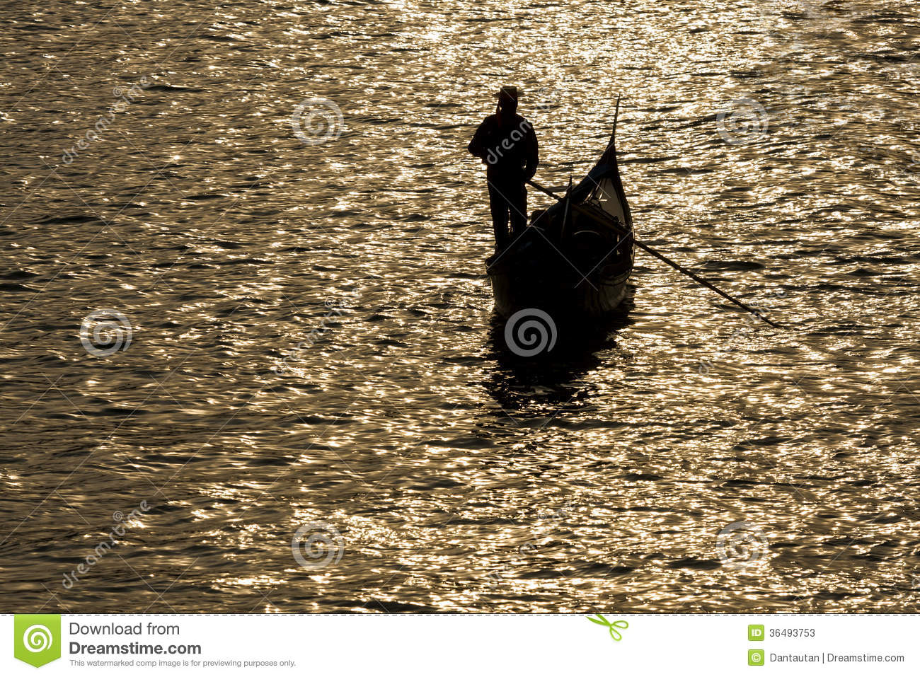 Gondola Silhouette On Venetian Canal At Evening Stock Photos   Image