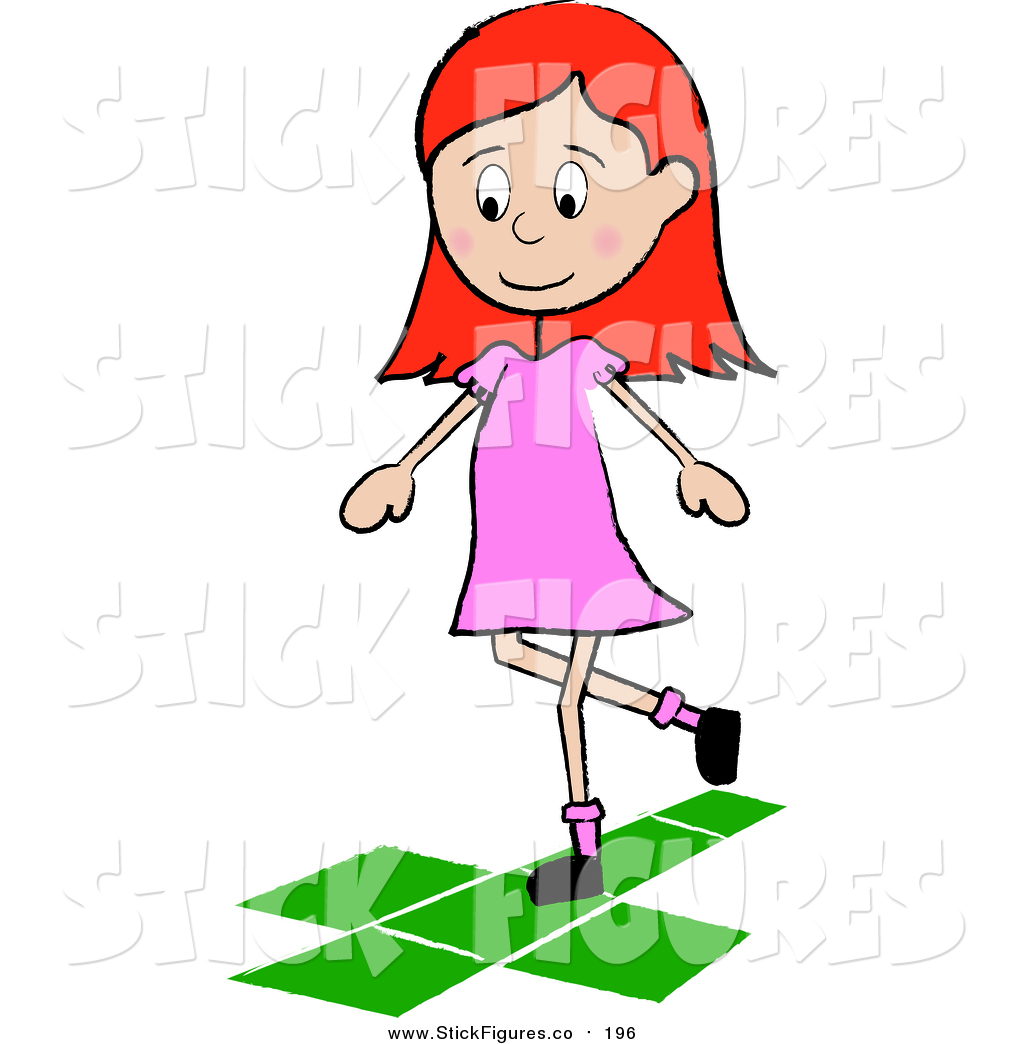 Haired Girl Playing Hopscotch On A Playground By Pams Clipart    196