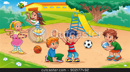 Kids In The Playground  Stock Vector Clipart Kids In The Playground