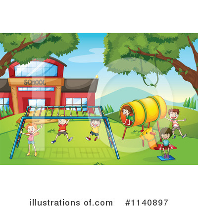 Kids Playing At School Playground Clipart Royalty Free  Rf  Playground