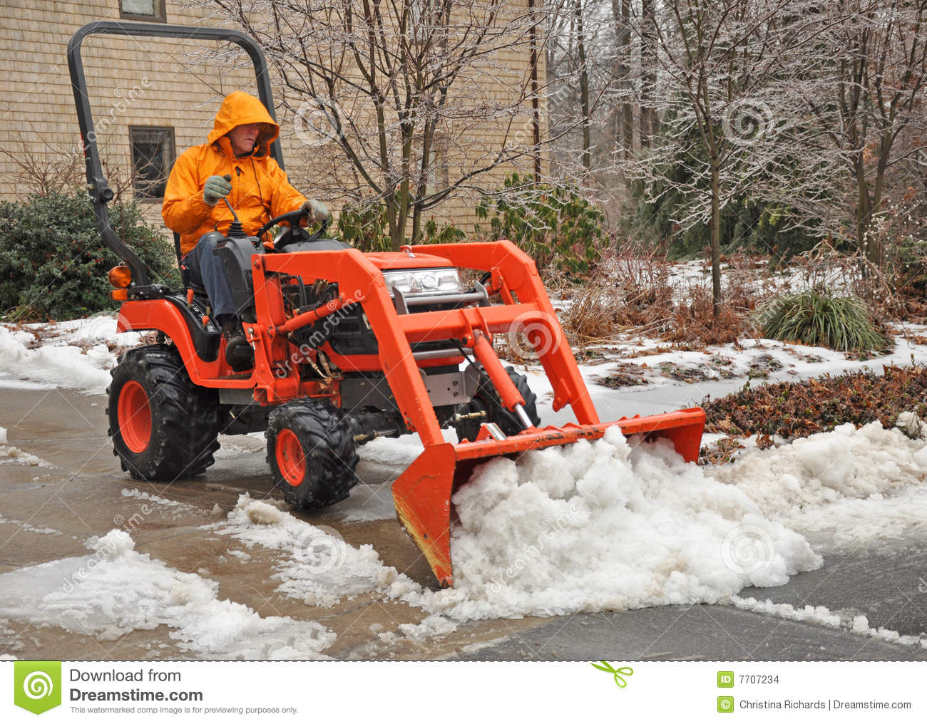 Man Plowing Snow And Ice Stock Images   Image  7707234