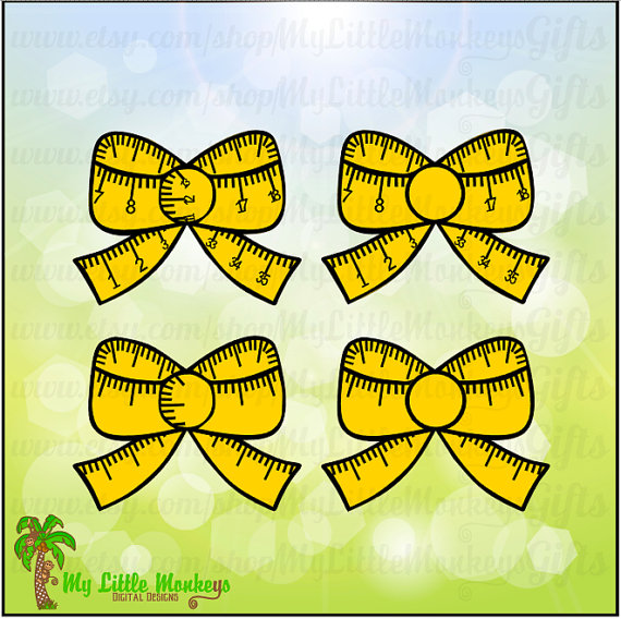 Measuring Tape Bows Weight Loss Sewing Design Digital Clipart    