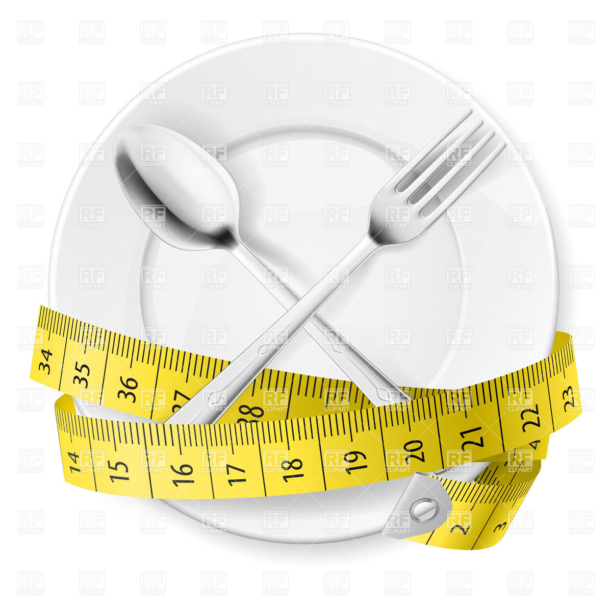 Plate With Measuring Tape And Crossed Fok And Spoon Download Royalty