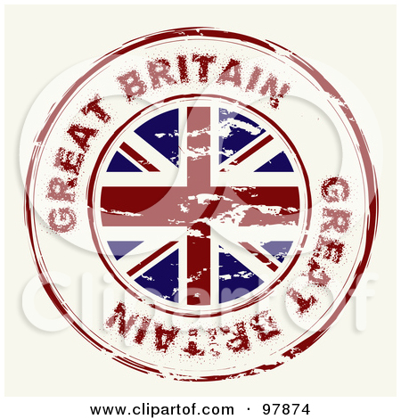 Rf  Clipart Illustration Of A Round Distressed Great Britain Ink Stamp