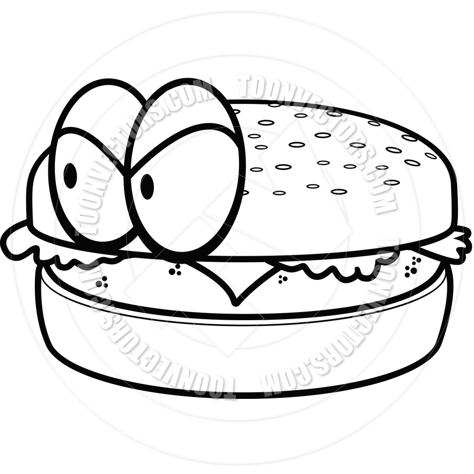 Sandwich Clipart Black And White Angry Cheeseburger  Black And