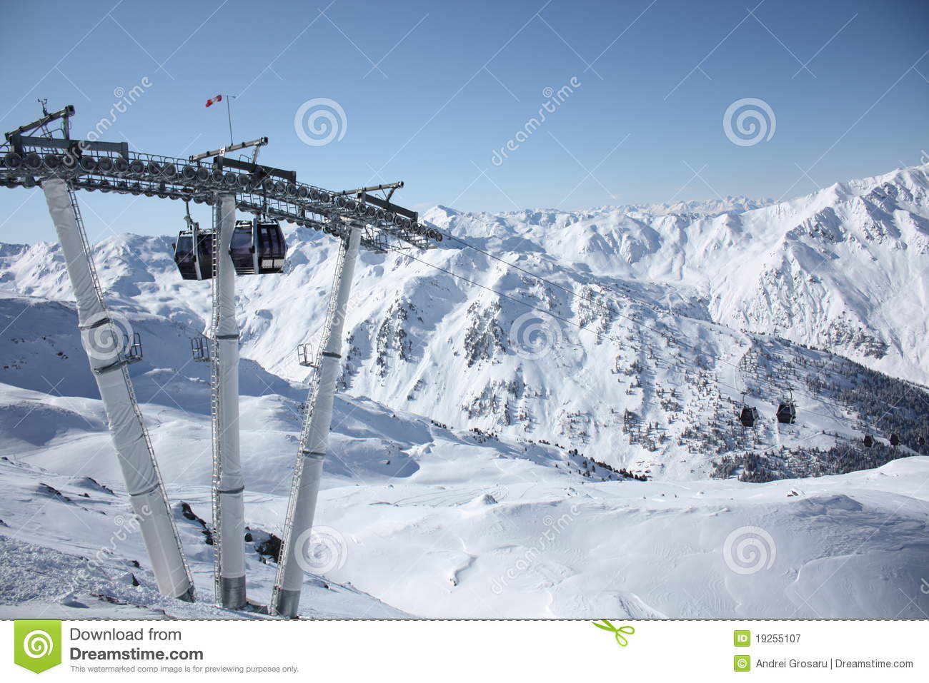 Ski Gondola In Zillertahl Hintertux  People Transport At High    